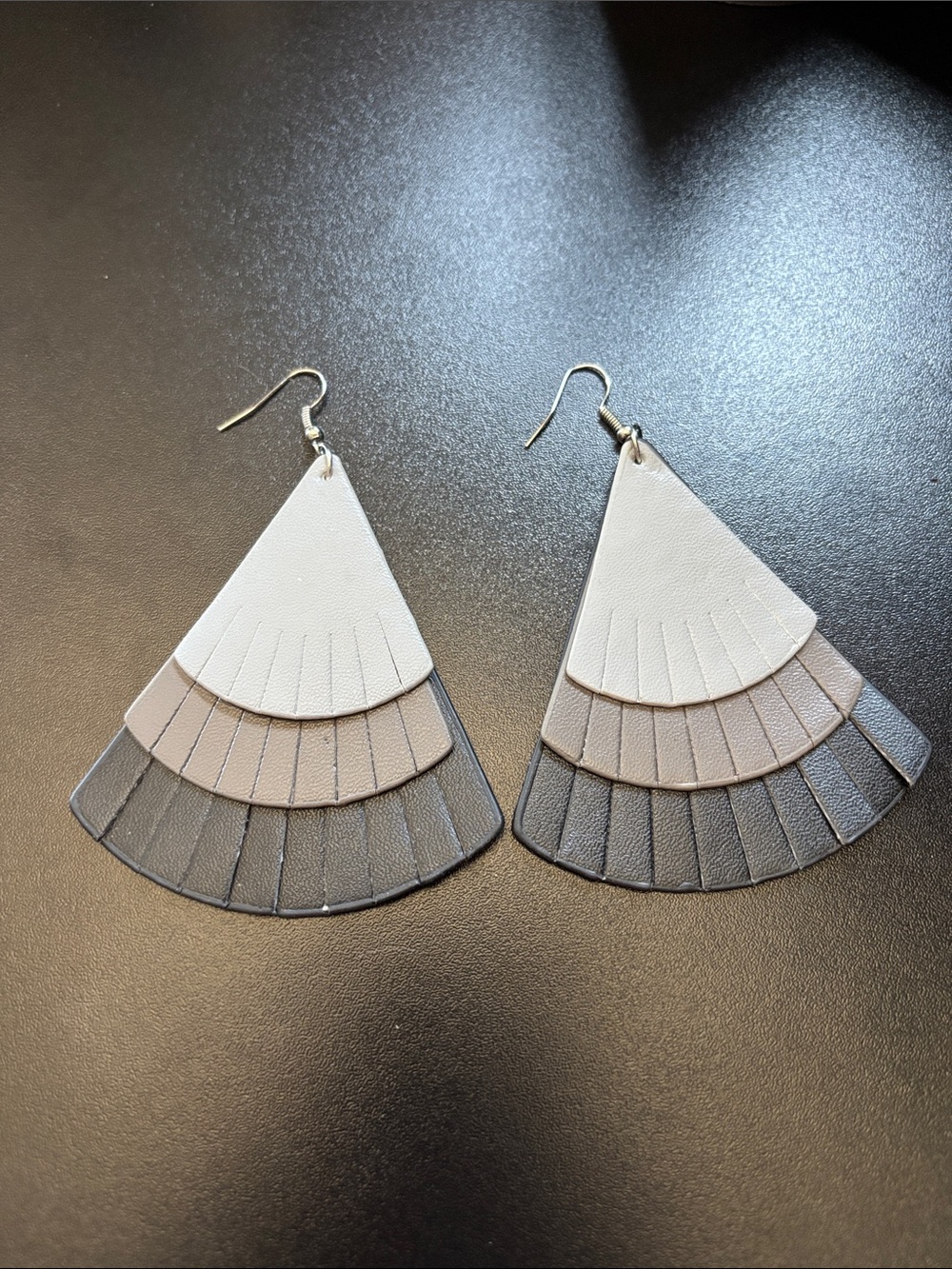 paparazzi Black & Gray Layered Fan Drop Earrings